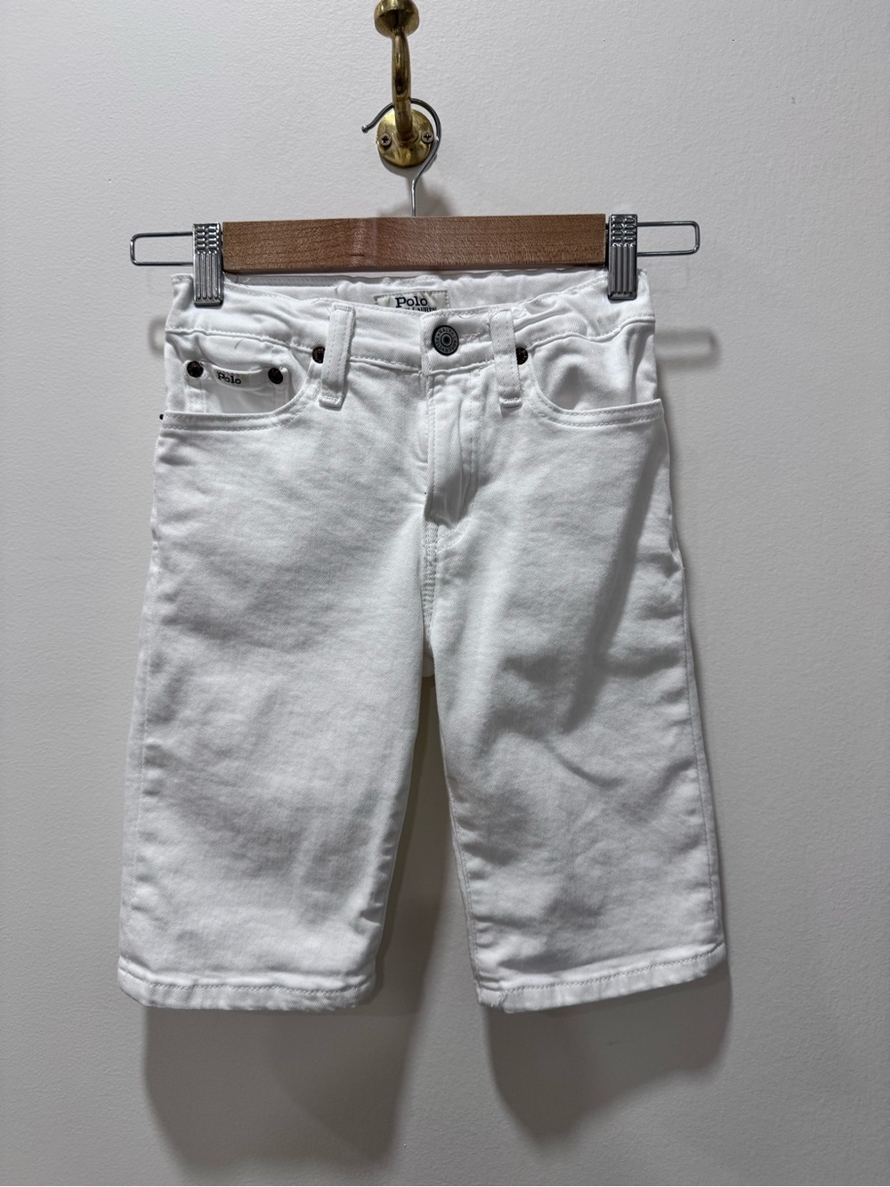 Ralph Lauren White Kids Denim Bermuda Shorts
